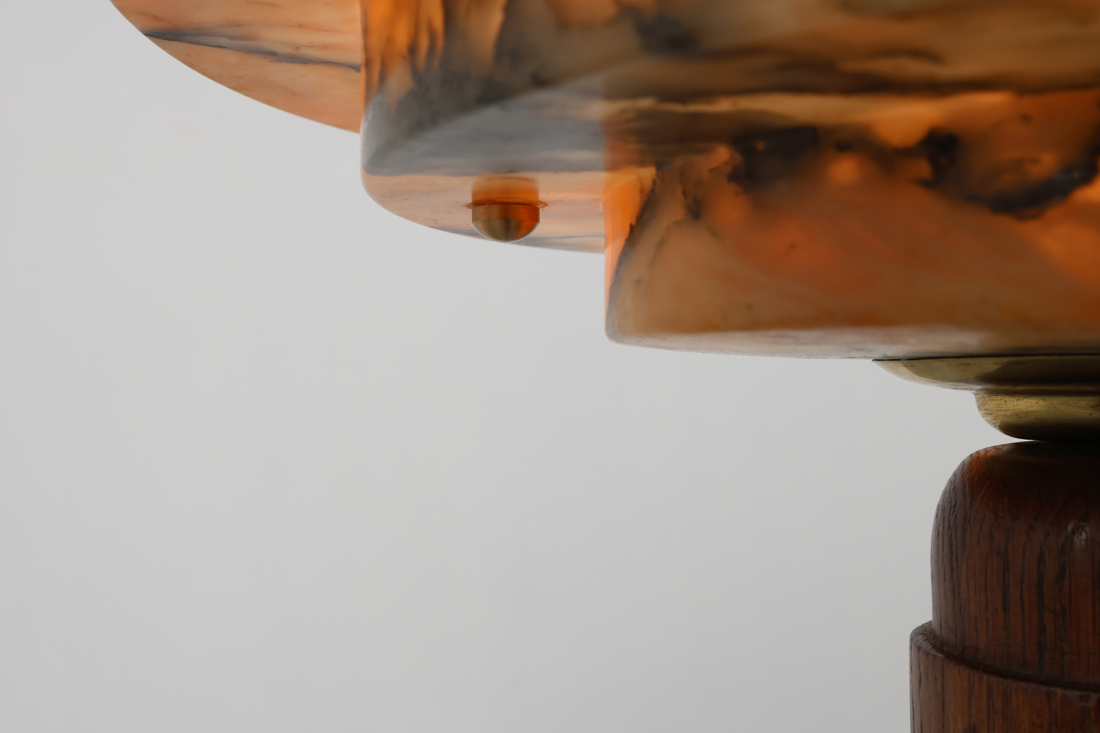 Art Deco Floor Lamp in oak and alabaster, France, ca. 1925 thumbnail